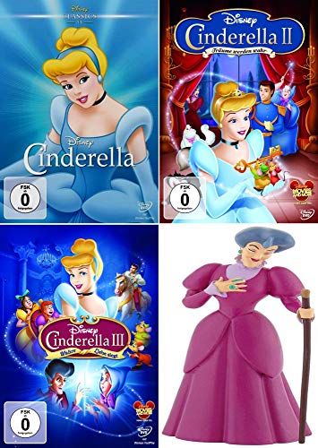 Disney Edition: Cinderella + Cinderella 2 - Träume werden wahr + Cinderella 3 - Wahre Liebe siegt + (Spielfigur, Böse Stiefmutter) [3-DVD + Figur] von DVD