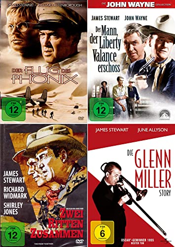 James Stewart Collection - Zwei ritten zusammen + Der Mann der Liberty Valance erschoss + Der Flug des Phönix + Die Glenn Miller Story [4-DVD] von DVD