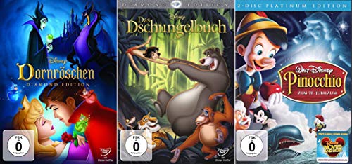 Walt Disney Collection: Dornröschen - Diamond Edition + Das Dschungelbuch - Diamond Edition + Pinocchio - Platinum [DVD] von DVD