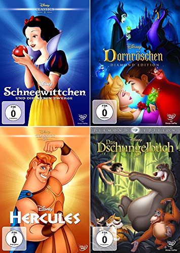 Walt Disney Collection: Schneewittchen und die sieben Zwerge + Dornröschen + Hercules + Das Dschungelbuch [4er DVD-Set] von DVD