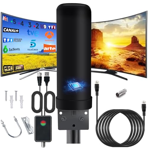DVB-T2 Antenne Indoor-TV-Antenne Außen, IP 66 Wasserdicht DVB-T Digitale mit Verstärker Signalverstärker und 13m Kabel für Alle TV-Geräte DVB-T2 Antenne Indoor-TV-Antenne Außen, IP 66 Wasserdicht DVB-T Digitale mit Verstärker Signalverstärker und 13m Kabel für Alle TV-Geräte von DVONE