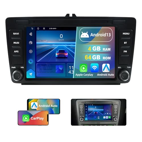 Dvrmedia Autoradio 4GB+64GB Android 13 für Skoda Octavia Mk2 A5 2004-2014 Rapid Yeti 8" Touchscreen mit Bluetooth Radio kabellos CarPlay Android Auto Autoradio 2din mit GPS FM WiFi DSP von DVRMEDIA