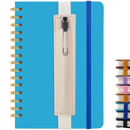 DWIYITTN Notizbuch A5 Liniert, Hardcover Spiralbindung 80 Blatt /160 Seiten Notizbuch mit Stift & Kunstleder-Stifthalter Collegeblock Notizblock für Arbeit Büro Schule 14,5 x 21cm 80 g/m² -Himmelblau von DWIYITTN