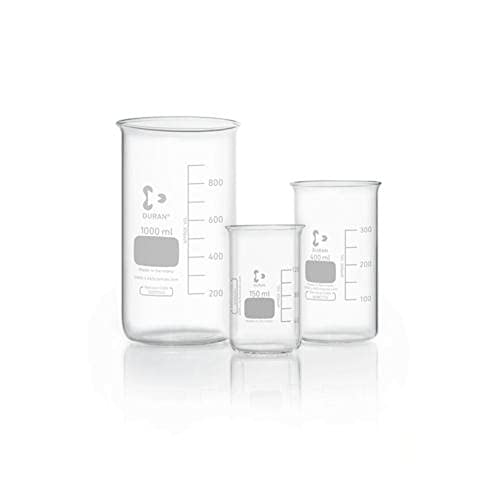 DWK Life Sciences SD-0231 Duran Borosilikat Glas 3.3 Becher mit Teilung ohne Ausguss, Hohe Form, 150ml Kapazität, 95mm Höhe x 54mm Durchmesser, 10 Stück von DWK Life Sciences