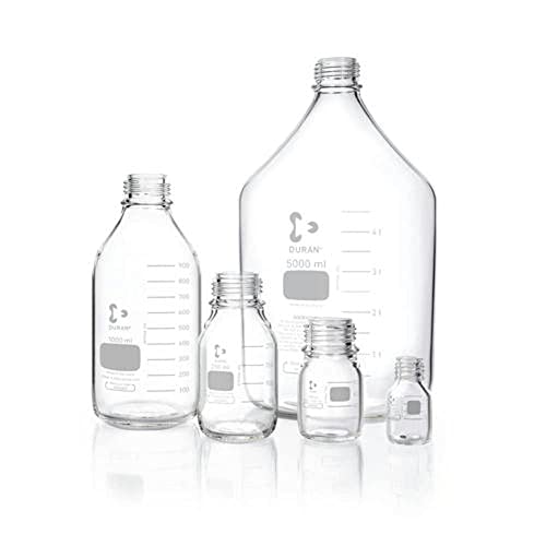 DWK Life Sciences SD-0814 Duran Borosilikat Glas 3.3 Laborflasche, Mit Teilung, Ohne Schraubverschluss und Ausgießring, GL 45 Gewindegröße, 5000ml Nominale Kapazität, 182mm Durchmesser x 330mm Höhe, G von DWK Life Sciences