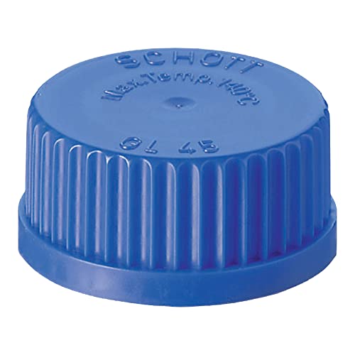 DWK Life Sciences SD-2749 Duran Polypropylen Schraubkappe, Mit Lippendichtung, 54mm Außendurchmesser x 25mm Höhe, 45mm Schließendurchmesser, GL 45 Gewindegröße, Blau, 10 Stück von DWK Life Sciences