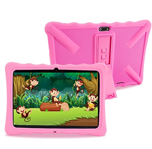 DWO EUROPE™ Tablet 10 Zoll 2 GB RAM + 32 GB ROM Quad Core Android mit Silikonhülle für Kinder (Rosa) von DWO EUROPE