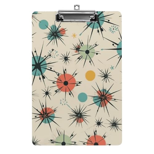 Atomic Stars Retro-Klemmbrett aus Acryl, niedlich, modisch, dekorativ, 31,8 x 21,6 cm, Standard-A4-Größe, Acryl-Clip für Klassenzimmer, Lehrer, Bürobedarf Atomic Stars Retro-Klemmbrett aus Acryl, niedlich, modisch, dekorativ, 31,8 x 21,6 cm, Standard-A4-Größe, Acryl-Clip für Klassenzimmer, Lehrer, Bürobedarf von DWTJKMS