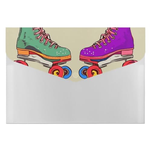 Bunte Retro-Rollschuh-Aktenordner, Organizer, langlebig, mit 6 Fächern, Ordner für Aktenschrank, Büro, Lebenslauf-Portfolio Bunte Retro-Rollschuh-Aktenordner, Organizer, langlebig, mit 6 Fächern, Ordner für Aktenschrank, Büro, Lebenslauf-Portfolio von DWTJKMS
