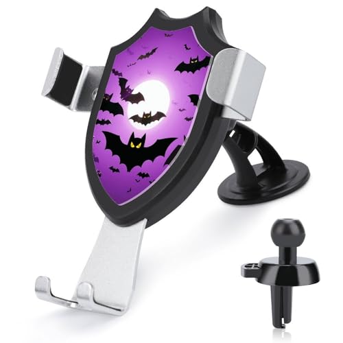 DWTJKMS Halloween fliegende lila Fledermäuse Auto Handyhalterung Lüftungsschlitz Handy-Ständer Universal Automobile Halterung passend für alle Smartphones und Automodelle (schwarz) von DWTJKMS