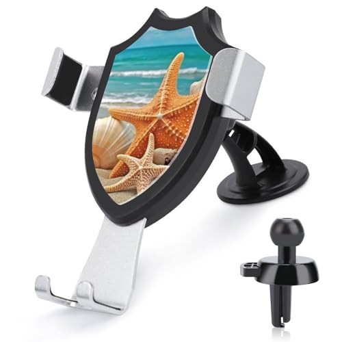 DWTJKMS Seestern Muschel Strand Auto Handyhalterung Lüftungsschlitz Handy Ständer Universal Auto Halterung passend für alle Smartphones und Automodelle (schwarz) von DWTJKMS