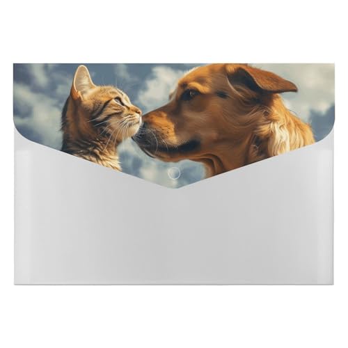 Dokumentenmappe mit Hund und Katze, von Angesicht zu Angesicht, Organizer, langlebig, mit 6 Fächern, Ordner für Aktenschrank, Büro, Lebenslauf-Portfolio Dokumentenmappe mit Hund und Katze, von Angesicht zu Angesicht, Organizer, langlebig, mit 6 Fächern, Ordner für Aktenschrank, Büro, Lebenslauf-Portfolio von DWTJKMS