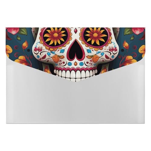 Dokumentenmappe mit buntem Totenkopf-Design, langlebig, mit 6 Fächern, Ordner für Aktenschrank, Büro, Lebenslauf-Portfolio Dokumentenmappe mit buntem Totenkopf-Design, langlebig, mit 6 Fächern, Ordner für Aktenschrank, Büro, Lebenslauf-Portfolio von DWTJKMS