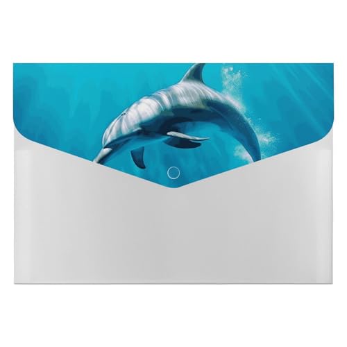 Dokumentenmappe mit schwimmendem Delfin im blauen Meer, langlebig, mit 6 Fächern, Ordner für Aktenschrank, Büro, Lebenslauf-Portfolio Dokumentenmappe mit schwimmendem Delfin im blauen Meer, langlebig, mit 6 Fächern, Ordner für Aktenschrank, Büro, Lebenslauf-Portfolio von DWTJKMS