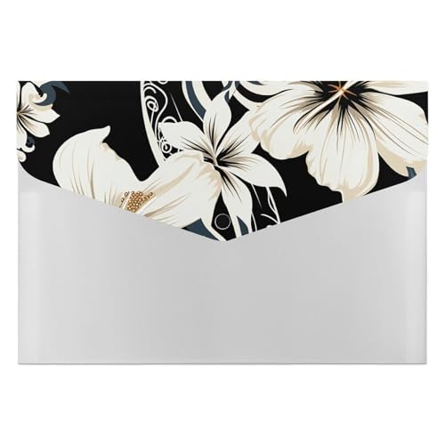 Dokumentenmappen, Motiv: Hawaii-Blumen, langlebig, mit 6 Fächern, Ordner für Aktenschrank, Büro, Lebenslauf-Portfolio, Schwarz und Weiß Dokumentenmappen, Motiv: Hawaii-Blumen, langlebig, mit 6 Fächern, Ordner für Aktenschrank, Büro, Lebenslauf-Portfolio, Schwarz und Weiß von DWTJKMS