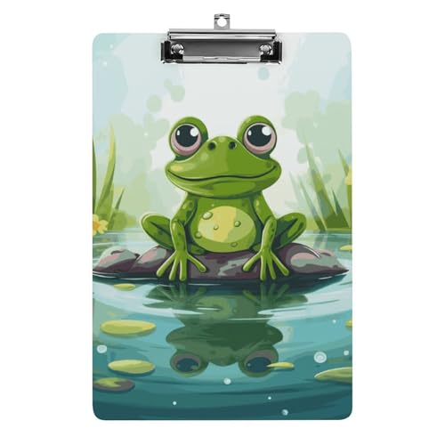 Klemmbrett Frosch im Teich, Acryl, niedlich, modisch, dekorativ, 31,8 x 21,6 cm, Standard-A4-Größe, Acryl-Clip für Klassenzimmer, Lehrer, Bürobedarf Klemmbrett Frosch im Teich, Acryl, niedlich, modisch, dekorativ, 31,8 x 21,6 cm, Standard-A4-Größe, Acryl-Clip für Klassenzimmer, Lehrer, Bürobedarf von DWTJKMS