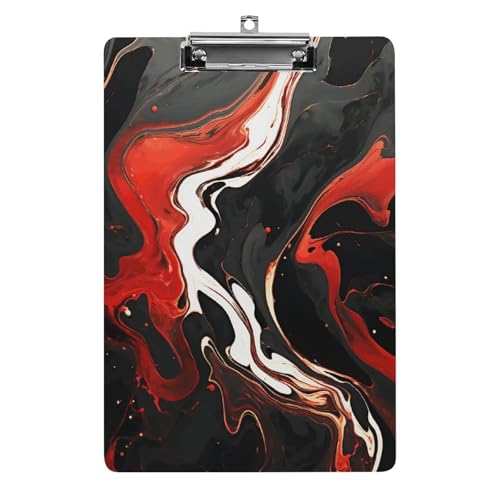 Klemmbrett aus schwarzem und rotem Marmor, Acryl, niedlich, modisch, dekorativ, 31,8 x 21,6 cm, Standard-A4-Größe, Acryl-Clip für Klassenzimmer, Lehrer, Bürobedarf Klemmbrett aus schwarzem und rotem Marmor, Acryl, niedlich, modisch, dekorativ, 31,8 x 21,6 cm, Standard-A4-Größe, Acryl-Clip für Klassenzimmer, Lehrer, Bürobedarf von DWTJKMS