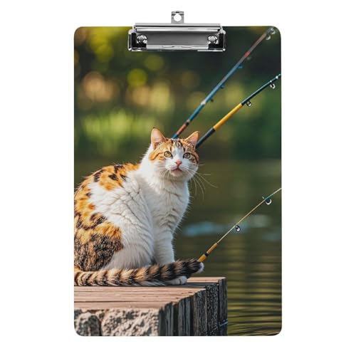 Klemmbrett mit Fischerkatze, Acryl, niedlich, modisch, dekorativ, 31,8 x 21,6 cm, Standard-A4-Größe, Acryl-Clip für Klassenzimmer, Lehrer, Bürobedarf Klemmbrett mit Fischerkatze, Acryl, niedlich, modisch, dekorativ, 31,8 x 21,6 cm, Standard-A4-Größe, Acryl-Clip für Klassenzimmer, Lehrer, Bürobedarf von DWTJKMS