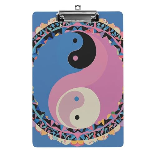 Klemmbrett mit Yin-Yang-Muster, Acryl, niedlich, modisch, dekorativ, 31,8 x 21,6 cm, Standard-A4-Größe, Acryl-Clip für Klassenzimmer, Lehrer, Bürobedarf Klemmbrett mit Yin-Yang-Muster, Acryl, niedlich, modisch, dekorativ, 31,8 x 21,6 cm, Standard-A4-Größe, Acryl-Clip für Klassenzimmer, Lehrer, Bürobedarf von DWTJKMS