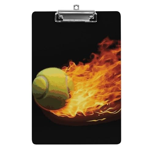 Klemmbrett mit brennenden Tennisbildern, Acryl, niedlich, modisch, dekorativ, 31,8 x 21,6 cm, Standard-A4-Größe, Acryl-Clip für Klassenzimmer, Lehrer, Bürobedarf Klemmbrett mit brennenden Tennisbildern, Acryl, niedlich, modisch, dekorativ, 31,8 x 21,6 cm, Standard-A4-Größe, Acryl-Clip für Klassenzimmer, Lehrer, Bürobedarf von DWTJKMS