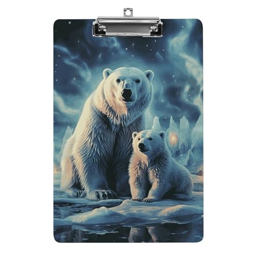 Klemmbrett mit zwei Eisbären, Acryl, niedlich, modisch, dekorativ, 31,8 x 21,6 cm, Standard-A4-Größe, Acryl-Clip für Klassenzimmer, Lehrer, Bürobedarf Klemmbrett mit zwei Eisbären, Acryl, niedlich, modisch, dekorativ, 31,8 x 21,6 cm, Standard-A4-Größe, Acryl-Clip für Klassenzimmer, Lehrer, Bürobedarf von DWTJKMS