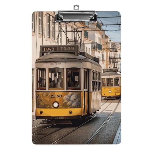 Lissabon Straßenbahn-Klemmbrett, Acryl, niedlich, modisch, dekorativ, 31,8 x 21,6 cm, Standard-A4-Größe, Acryl-Clip für Klassenzimmer, Lehrer, Bürobedarf Lissabon Straßenbahn-Klemmbrett, Acryl, niedlich, modisch, dekorativ, 31,8 x 21,6 cm, Standard-A4-Größe, Acryl-Clip für Klassenzimmer, Lehrer, Bürobedarf von DWTJKMS