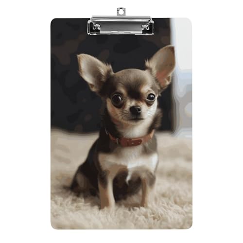 Niedliches Chihuahua-Klemmbrett aus Acryl, niedliches modisches Klemmbrett, dekorativ, 31,8 x 21,6 cm, Standard-A4-Größe, Acryl-Clip für Klassenzimmer, Lehrer, Bürobedarf Niedliches Chihuahua-Klemmbrett aus Acryl, niedliches modisches Klemmbrett, dekorativ, 31,8 x 21,6 cm, Standard-A4-Größe, Acryl-Clip für Klassenzimmer, Lehrer, Bürobedarf von DWTJKMS