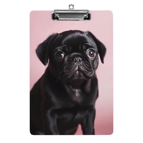Niedliches schwarzes Mops-Klemmbrett aus Acryl, niedliches modisches Klemmbrett, dekorativ, 31,8 x 21,6 cm, Standard-A4-Größe, Acryl-Clip für Klassenzimmer, Lehrer, Bürobedarf Niedliches schwarzes Mops-Klemmbrett aus Acryl, niedliches modisches Klemmbrett, dekorativ, 31,8 x 21,6 cm, Standard-A4-Größe, Acryl-Clip für Klassenzimmer, Lehrer, Bürobedarf von DWTJKMS