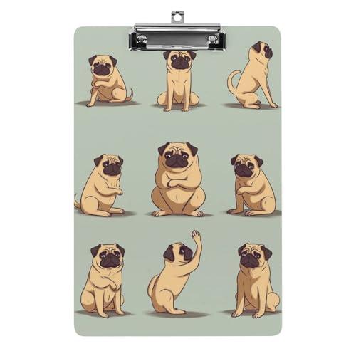 Yoga-Mops-Klemmbrett, Acryl, niedlich, modisch, dekorativ, 31,8 x 21,6 cm, Standard-A4-Größe, Acryl-Clip für Klassenzimmer, Lehrer, Bürobedarf Yoga-Mops-Klemmbrett, Acryl, niedlich, modisch, dekorativ, 31,8 x 21,6 cm, Standard-A4-Größe, Acryl-Clip für Klassenzimmer, Lehrer, Bürobedarf von DWTJKMS