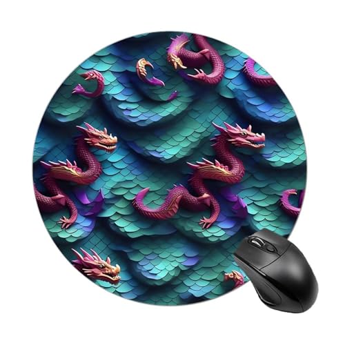 3D-Mauspad mit magischen Drachenschuppen, rund, mit genähtem Rand, Computer-Maus, rutschfest, Gummi-Mauspad, Schutz für Laptop, Büro oder Zuhause 3D-Mauspad mit magischen Drachenschuppen, rund, mit genähtem Rand, Computer-Maus, rutschfest, Gummi-Mauspad, Schutz für Laptop, Büro oder Zuhause von DWVSFJM
