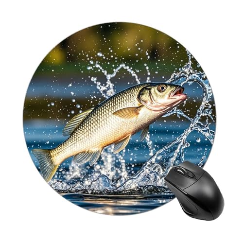 Big Mouth Bass Bites Bait Round Mouse Pad with Stitched Edge Computer Mouse Mads Non-Slip Rubber Mouse Pad Protector for Laptop, Office Or Home Big Mouth Bass Bites Bait Round Mouse Pad with Stitched Edge Computer Mouse Mads Non-Slip Rubber Mouse Pad Protector for Laptop, Office Or Home von DWVSFJM