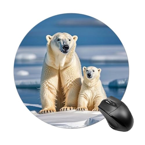 Mauspad mit 2 Eisbären, rund, mit genähtem Rand, Computer-Maus, rutschfest, Gummi, für Laptop, Büro oder Zuhause Mauspad mit 2 Eisbären, rund, mit genähtem Rand, Computer-Maus, rutschfest, Gummi, für Laptop, Büro oder Zuhause von DWVSFJM