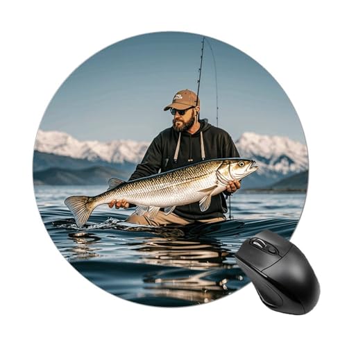 Mauspad mit Bass-Angelwelle, rund, mit genähtem Rand, Computer-Maus, rutschfest, Gummi-Mauspad, Schutz für Laptop, Büro oder Zuhause Mauspad mit Bass-Angelwelle, rund, mit genähtem Rand, Computer-Maus, rutschfest, Gummi-Mauspad, Schutz für Laptop, Büro oder Zuhause von DWVSFJM