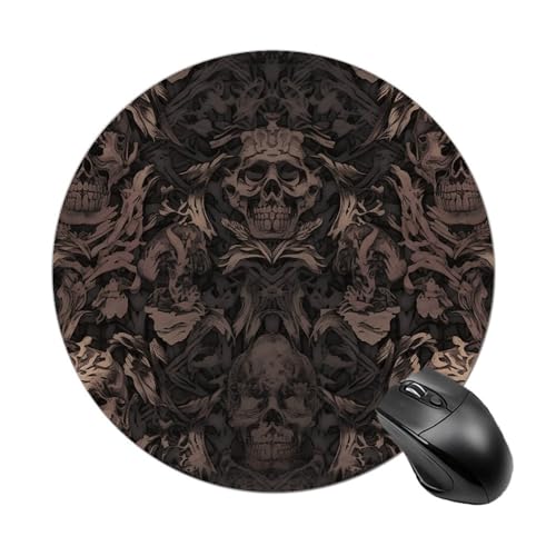 Mauspad mit Gothic-Tapete für Wände, Totenkopf, Damast, rund, mit genähtem Rand, Computer-Maus, rutschfest, Gummi-Mauspad, Schutz für Laptop, Büro oder Zuhause Mauspad mit Gothic-Tapete für Wände, Totenkopf, Damast, rund, mit genähtem Rand, Computer-Maus, rutschfest, Gummi-Mauspad, Schutz für Laptop, Büro oder Zuhause von DWVSFJM