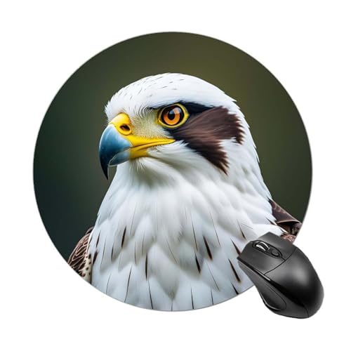 Mauspad mit Spear Falcon, weißer Adler, rund, mit genähtem Rand, Computer-Maus, rutschfest, Gummi-Mauspad für Laptop, Büro oder Zuhause Mauspad mit Spear Falcon, weißer Adler, rund, mit genähtem Rand, Computer-Maus, rutschfest, Gummi-Mauspad für Laptop, Büro oder Zuhause von DWVSFJM