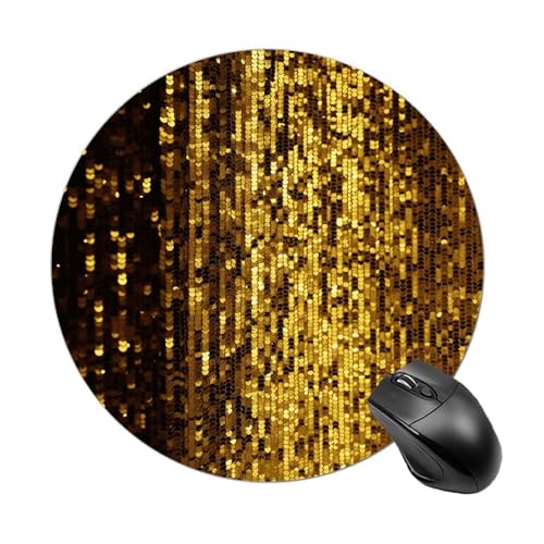 Mauspad mit goldfarbenen Pailletten, glitzernd, rund, mit genähtem Rand, Computer-Maus, rutschfest, Gummi-Mauspad für Laptop, Büro oder Zuhause Mauspad mit goldfarbenen Pailletten, glitzernd, rund, mit genähtem Rand, Computer-Maus, rutschfest, Gummi-Mauspad für Laptop, Büro oder Zuhause von DWVSFJM