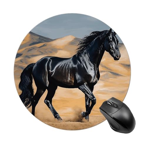 Mauspad mit rundem arabischem Pferd, mit genähtem Rand, Computer-Maus, rutschfestes Gummi-Mauspad für Laptop, Büro oder Zuhause Mauspad mit rundem arabischem Pferd, mit genähtem Rand, Computer-Maus, rutschfestes Gummi-Mauspad für Laptop, Büro oder Zuhause von DWVSFJM