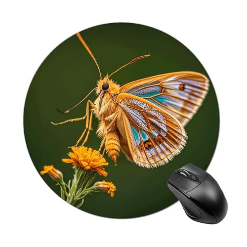 Mauspad mit schönem Mottenflügel, rund, mit genähtem Rand, Computer-Maus, rutschfest, Gummi-Mauspad für Laptop, Büro oder Zuhause Mauspad mit schönem Mottenflügel, rund, mit genähtem Rand, Computer-Maus, rutschfest, Gummi-Mauspad für Laptop, Büro oder Zuhause von DWVSFJM