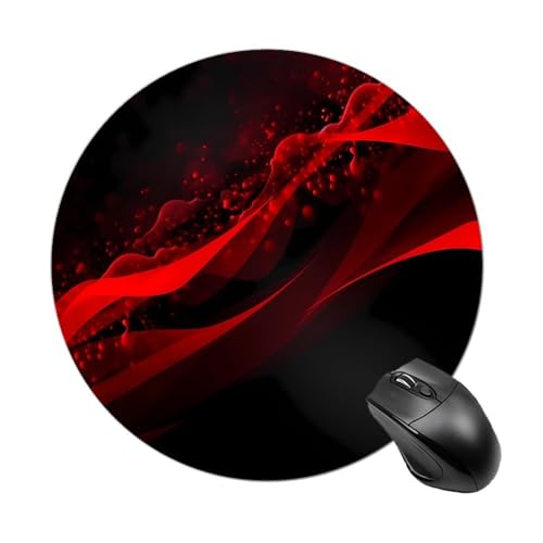 Mauspad mit schwarzem und rotem Hintergrund, rund, waschbar, personalisiertes Muster, Mäusepad für Männer und Frauen, rutschfeste Gummiunterseite, Spiel-Mauspads für Computer, Schreibtisch, Büro, von DWVSFJM