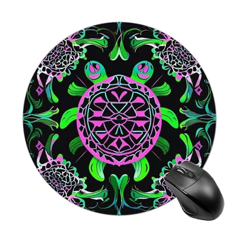 Psychedelische Meeresschildkröte, rundes Mauspad mit genähtem Rand, Computer-Maus, rutschfest, Gummi-Mauspad, Schutz für Laptop, Büro oder Zuhause Psychedelische Meeresschildkröte, rundes Mauspad mit genähtem Rand, Computer-Maus, rutschfest, Gummi-Mauspad, Schutz für Laptop, Büro oder Zuhause von DWVSFJM