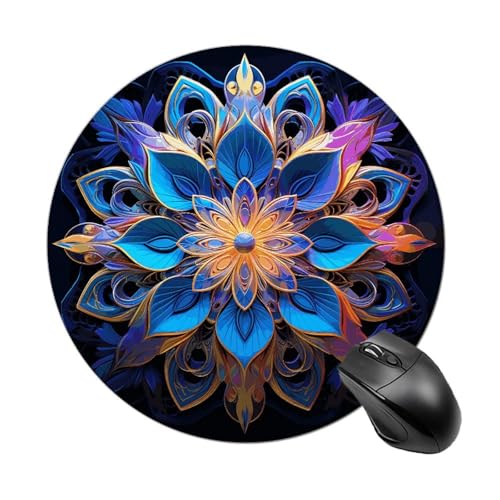 Rechteckiges rundes Mandala-Mauspad mit genähtem Rand, Computer-Maus, rutschfest, Gummi-Mauspad für Laptop, Büro oder Zuhause Rechteckiges rundes Mandala-Mauspad mit genähtem Rand, Computer-Maus, rutschfest, Gummi-Mauspad für Laptop, Büro oder Zuhause von DWVSFJM