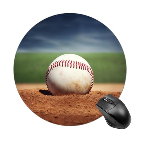 Rundes Baseball-Mauspad mit genähtem Rand, Computer-Maus, rutschfest, Gummi-Mauspad für Laptop, Büro oder Zuhause Rundes Baseball-Mauspad mit genähtem Rand, Computer-Maus, rutschfest, Gummi-Mauspad für Laptop, Büro oder Zuhause von DWVSFJM