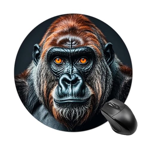 Rundes Gorilla-Mauspad mit genähtem Rand, Computer-Maus, rutschfest, Gummi-Mauspad für Laptop, Büro oder Zuhause Rundes Gorilla-Mauspad mit genähtem Rand, Computer-Maus, rutschfest, Gummi-Mauspad für Laptop, Büro oder Zuhause von DWVSFJM
