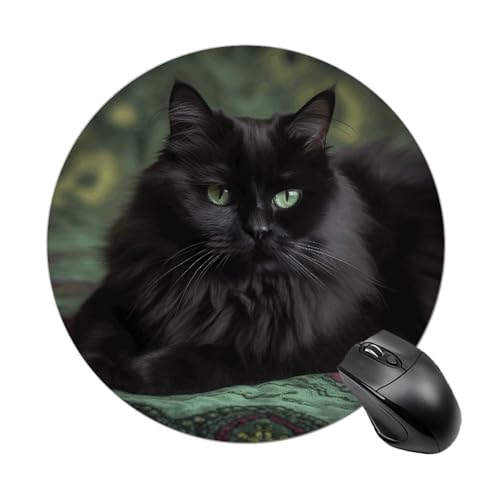 Rundes Mauspad mit Katze auf Decke, genähter Rand, Computer-Maus, rutschfest, Gummi-Mauspad, Schutz für Laptop, Büro oder Zuhause Rundes Mauspad mit Katze auf Decke, genähter Rand, Computer-Maus, rutschfest, Gummi-Mauspad, Schutz für Laptop, Büro oder Zuhause von DWVSFJM