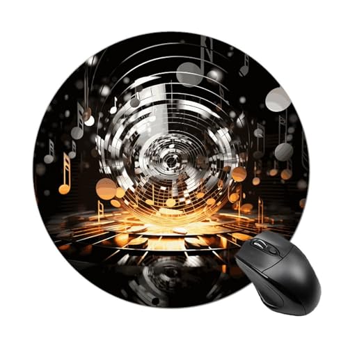 Rundes Mauspad mit Musikschlüssel-Motiv und genähtem Rand, Computer-Maus, rutschfestes Gummi-Mauspad für Laptop, Büro oder Zuhause Rundes Mauspad mit Musikschlüssel-Motiv und genähtem Rand, Computer-Maus, rutschfestes Gummi-Mauspad für Laptop, Büro oder Zuhause von DWVSFJM
