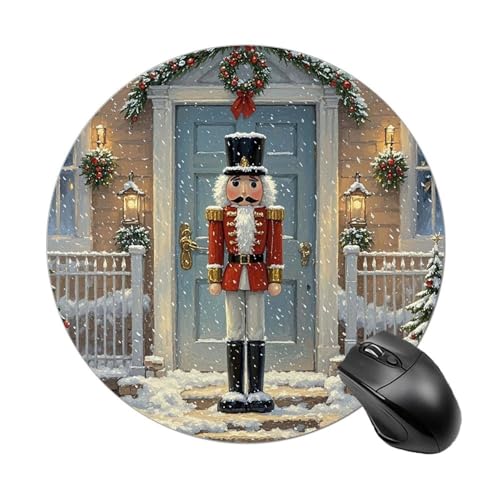 Rundes Mauspad mit Nussknackermotiv, mit genähtem Rand, Computer-Maus, rutschfest, Gummi, für Laptop, Büro oder Zuhause Rundes Mauspad mit Nussknackermotiv, mit genähtem Rand, Computer-Maus, rutschfest, Gummi, für Laptop, Büro oder Zuhause von DWVSFJM