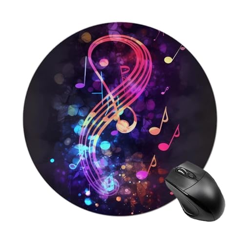 Rundes Mauspad mit buntem Galaxie-Musiknoten-Motiv, mit genähtem Rand, Computer-Maus, rutschfest, Gummi-Mauspad für Laptop, Büro oder Zuhause Rundes Mauspad mit buntem Galaxie-Musiknoten-Motiv, mit genähtem Rand, Computer-Maus, rutschfest, Gummi-Mauspad für Laptop, Büro oder Zuhause von DWVSFJM