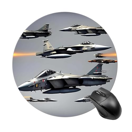 Rundes Mauspad mit genähtem Rand, Motiv: Flugzeugjets, Computer-Maus, rutschfest, Gummi-Mauspad, Schutz für Laptop, Büro oder Zuhause Rundes Mauspad mit genähtem Rand, Motiv: Flugzeugjets, Computer-Maus, rutschfest, Gummi-Mauspad, Schutz für Laptop, Büro oder Zuhause von DWVSFJM