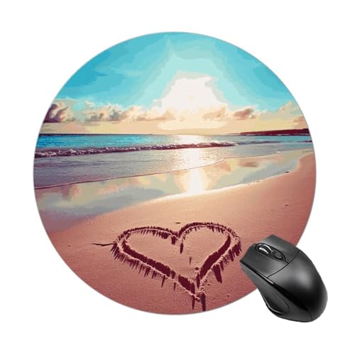 Rundes Mauspad mit genähtem Rand, Motiv: Love Beach, Computer-Maus, rutschfest, Gummi-Mauspad, Schutz für Laptop, Büro oder Zuhause Rundes Mauspad mit genähtem Rand, Motiv: Love Beach, Computer-Maus, rutschfest, Gummi-Mauspad, Schutz für Laptop, Büro oder Zuhause von DWVSFJM