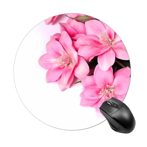 Rundes Mauspad mit schönen Blumen und genähtem Rand, Computer-Maus, rutschfest, Gummi-Mauspad für Laptop, Büro oder Zuhause Rundes Mauspad mit schönen Blumen und genähtem Rand, Computer-Maus, rutschfest, Gummi-Mauspad für Laptop, Büro oder Zuhause von DWVSFJM